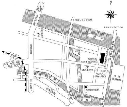 市場への案内地図